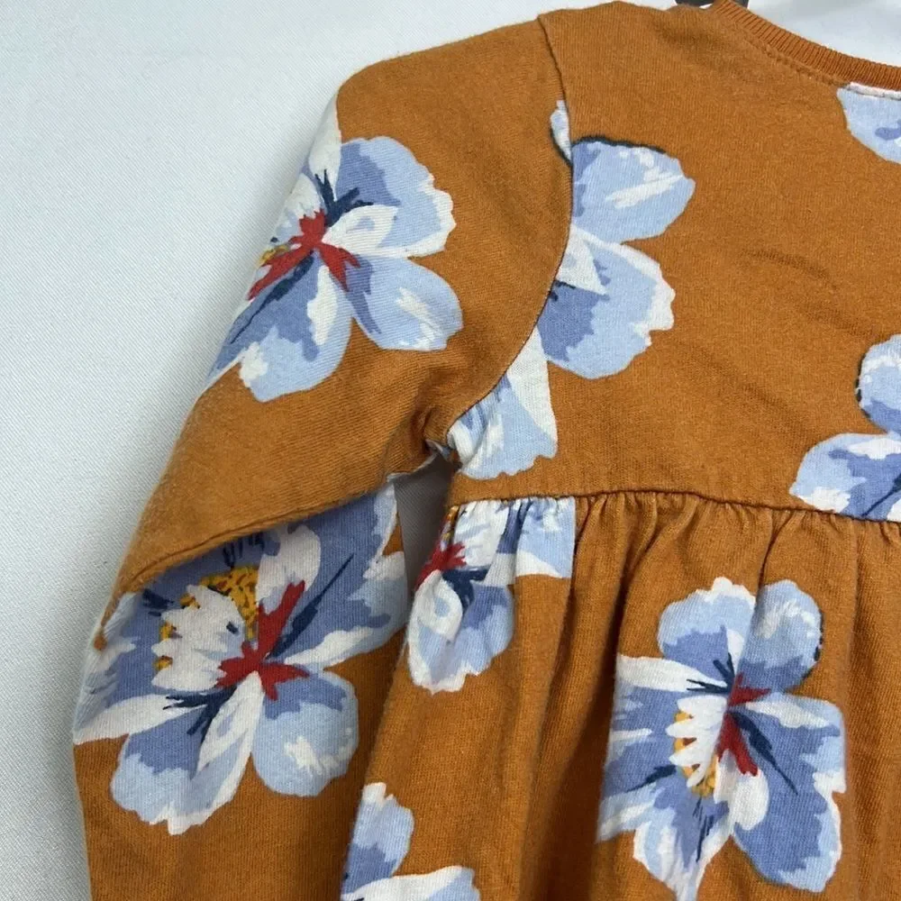 Old Navy Fall brown and purple long sleeve floral knit dress size 6-12 m EUC